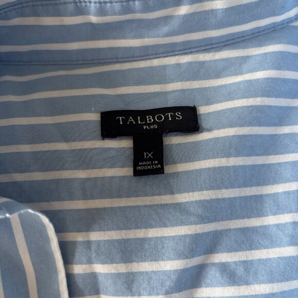 Talbots Womens Size 1X Striped Fisherman Shirt Tunic Blue Coastal Preppy Capsule - Picture 8 of 11